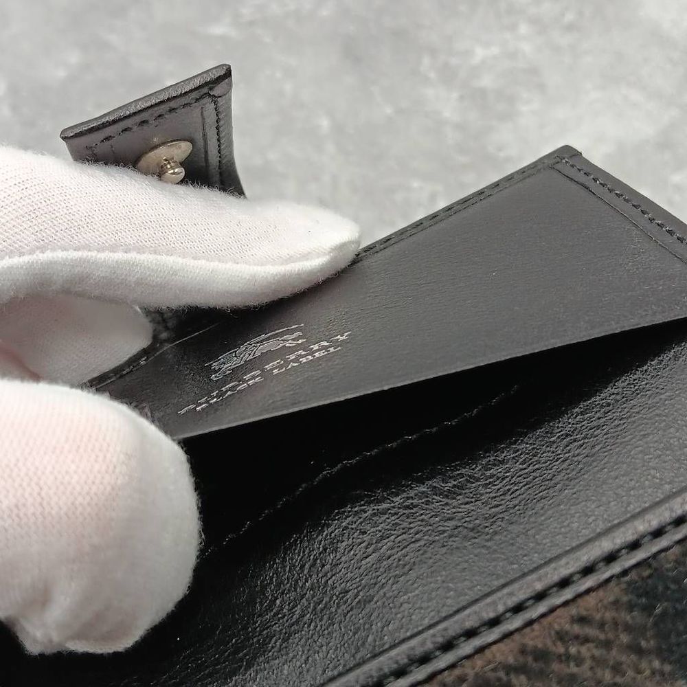 NIB Burberry Black Label Wool & Leather Compact Small Wallet Men’s Unisex - Picture 10 of 15